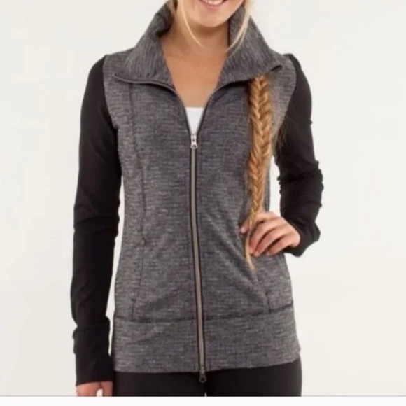 Lululemon Daily Yoga Jacket Coco Pique Black/Black Size 8 - Picture 1 of 10